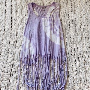 Southern Spirit tie dye fringe tank top